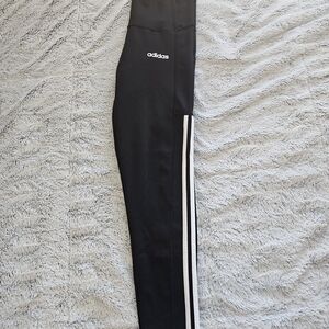 Adidas Black Leggings with White Stripes